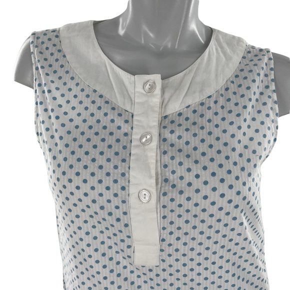 Orvis 100% Cotton Sleeveless Dress in White & Blue Small Polka Dots Size Medium - Picture 7 of 10